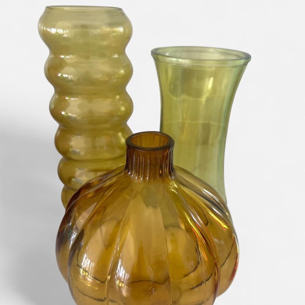 set of 3 yellow vases